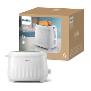 Philips Тостер Series 3000 900Вт, пластик, подогрев,разморозка, белый