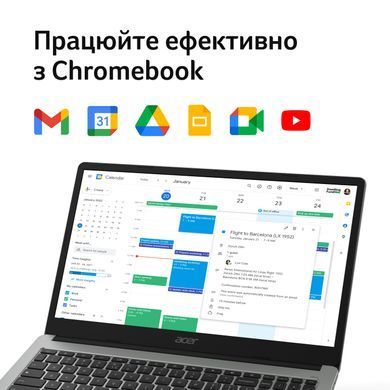 Acer Ноутбук Chromebook CB315-4HT 15" FHD IPS Touch, Intel C N4500, 8GB, F128GB, UMA, ChromeOS, серебристый NX.KBAEU.001 фото