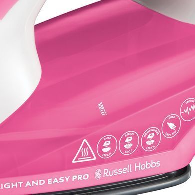 Russell Hobbs Утюг Light&Easy Pro, 2600Вт, 240мл, паровой удар -130гр, постоянный пар - 40гр, керам. подошва, бело-розовый 26461-56 фото