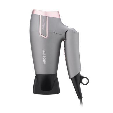 ARDESTO Фен Pink Touch, 2000Вт, 2 швидкості, 2 темп.режими, складана ручка, сірий+рожевий HD-R350PT фото