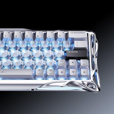 GravaStar Клавіатура магнітна Mercury V60 Pro 60keys, GravaStar Blackcore, USB-A, 8k, RGB, Chrome Silver GSV60PRO_XTAL_SLV фото