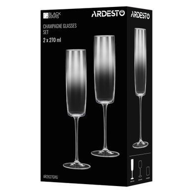 ARDESTO Champagne glasses set Black Mars 270ml, 2pcs, glass, grey AR2627GRG фото