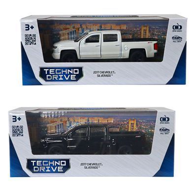 Автомодель - CHEVROLET SILVERADO 2017 (перламутрово-белый, черный) 250381W фото