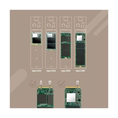Transcend Портативний корпус Transcend для SSD Enclosure Kit M.2 PCIe/M.2 SATA 2230/2242/2260/2280 USB USB Type-A + Type-C Чёрный TS-CM10G фото