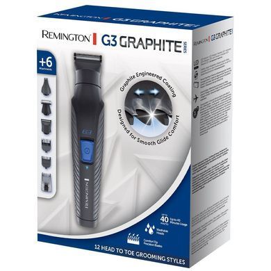 Набор для стрижки Remington PG3000 GRAPHITE SERIES, 40 мин, LED, 6 насадок, 1.5-20 мм, черный PG3000 фото