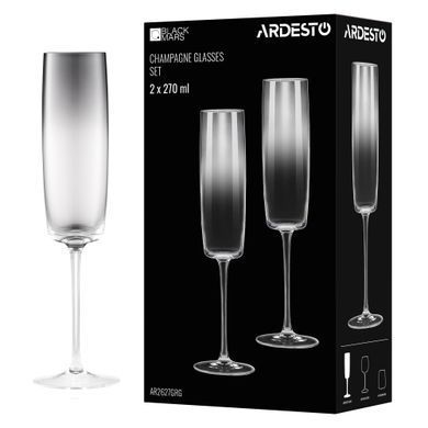ARDESTO Champagne glasses set Black Mars 270ml, 2pcs, glass, grey AR2627GRG фото
