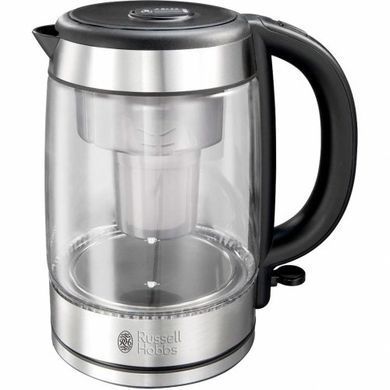 Электрочайник Russell Hobbs Glass, 1.7л, стекло , подсветка, серебристо-черный 21600-57 фото