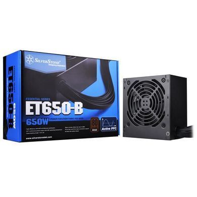 SilverStone Блок живлення Strider Essential (650W) >85% 80+ Bronze 120мм 1xMB 24pin(20+4) 1xCPU 8pin(4+4) 3xMolex 6xSATA 4xPCIe 8pin(6+2) SST-ET650-B фото