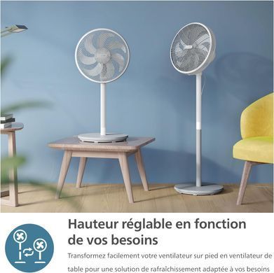 Philips Вентилятор Philips напольный Series 2000, 40см, 48Вт, таймер, поворот 90, белый