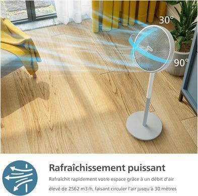 Philips Вентилятор Philips напольный Series 2000, 40см, 48Вт, таймер, поворот 90, белый