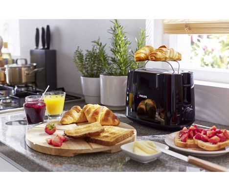Philips Тостер Daily Collection, 830Вт, пластик, крышка от пыли, черный