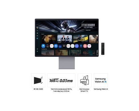 Samsung Монітор Samsung 32"S32FM902 HDMI, USB, Bluetooth, MM, OLED, 3840x2160, 165Hz, 0.03ms, HDR10+ LS32FM902SIXUA фото
