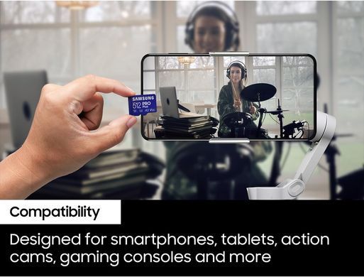 Карта пам'яті Samsung microSDXC 256GB C10 UHS-I R180/W130MB/s PRO Plus + SD MB-MD256SA/EU фото