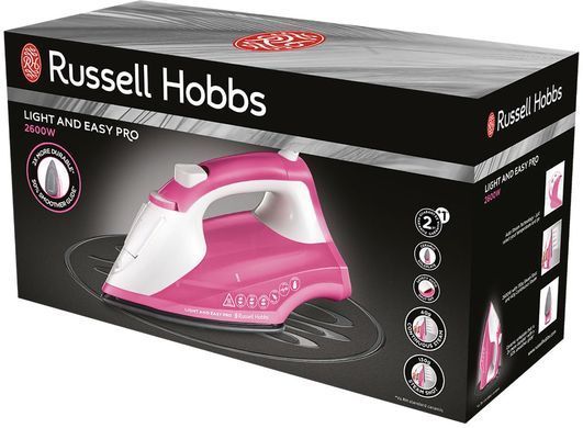 Russell Hobbs Утюг Light&Easy Pro, 2600Вт, 240мл, паровой удар -130гр, постоянный пар - 40гр, керам. подошва, бело-розовый 26461-56 фото