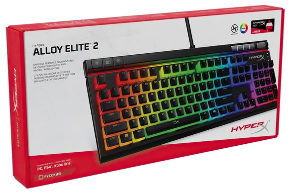 Клавіатура HyperX Alloy Elite 2.0 Red USB RGB ENG/RU Black 4P5N3AX фото
