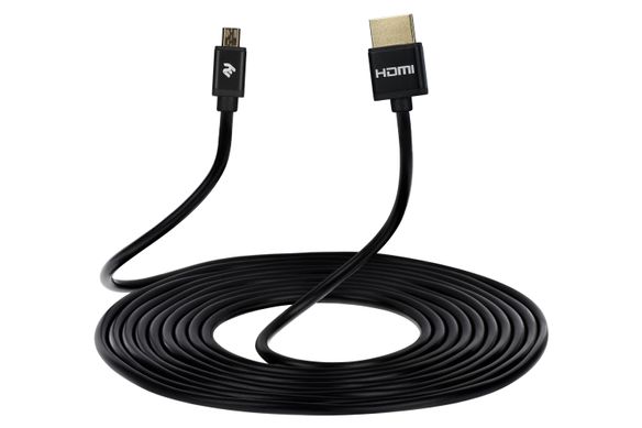 Кабель 2Е HDMI 1.4 (AM/microAM), Slim, High Speed, Alumium, black, 2m - купити в інтернет-магазині Coolbaba Toys