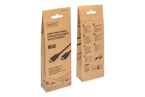 Digitus Кабель DIGITUS HDMI (M/M), 4K@60Гц, Ultra HD, Premium, тип A, w/Ethernet, золото, 2м, чорний DB-330123-020-S фото