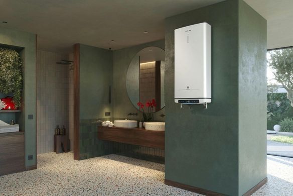 Ariston Водонагрівач електр. плаский слім VELIS PRO DRY WIFI 80 EU, 80л, 2*1,5кВт, сух тен, ун. монтаж, електр. кер-ння, B, Італія, Білий