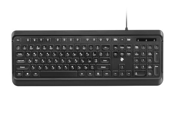 Клавіатура 2E KS120 White backlight USB Black 2E-KS120UB фото