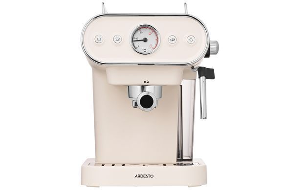 ARDESTO Кавоварка ріжкова Vintage Dream 1.2л, мелена, ручний капучинатор, підігрів чашок, бежевий FCM-E15BG фото