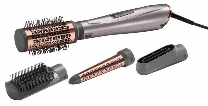 BaByliss Фен-щітка, 1000Вт, 2 режими, іоніз-я, хол. обдув, кераміка, сірий AS136E фото