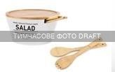 ARDESTO Салатница с крышкой и приборами Ardesto Midori, 27.6х12.5см, 4 предмета, керамика. бамбук, белый AR0964 фото