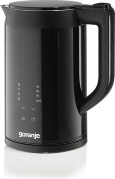 Gorenje Електрочайник 1.7л, подвійні стінки, LED дисплей, Strix контроль, чорний K17DWDII фото