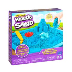 Набір піску для дитячої творчості - KINETIC SAND ЗАМОК З ПІСКУ (блакитний, 454 г, формочки, лоток) - купити в інтернет-магазині Coolbaba Toys