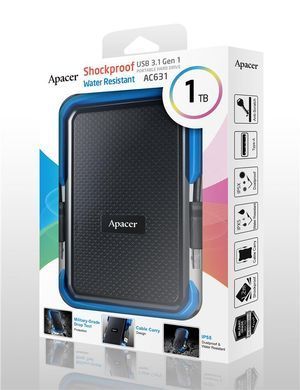 Портативный жесткий диск Apacer 1TB USB 3.1 AC631 IP55 Black/Blue AP1TBAC631U-1 фото