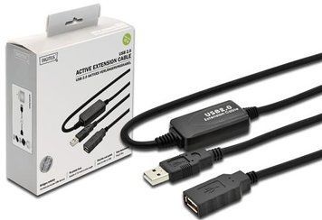 Digitus Кабель USB-A (M/F) заряджання/синхронізації, 10м, активний, чорний DA-73100-1 фото