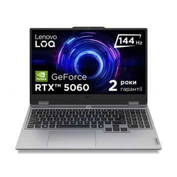 Lenovo Ноутбук Lenovo LOQ 15IRX10 15.6" FHD IPS AG, Intel i7-13650HX, 24GB, F512GB, NVD5060-8, DOS, сірий 83JE00GYRA фото
