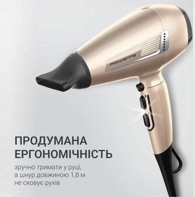 Rowenta Фен Pro Expert Tresor Collection, 2200Вт, 3 режими, іоніз-я, дифузор, 2 концентратора, хол. обдув, чохол, заколка, бронзовий CV8861F0 фото
