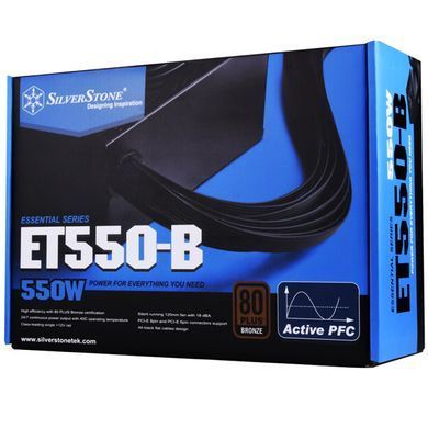 SilverStone Блок питания Strider Essential (550W), >85%, 80+ Bronze, 120мм, 1xMB 24pin(20+4), 1xCPU 8pin(4+4), 3xMolex, 6xSATA, 2xPCIe 8pin(6+2) SST-ET550-B фото