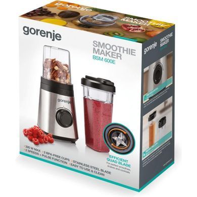Gorenje Блендер для смузі 320Вт, чаша-600мл, нерж-чорний BSM600E фото