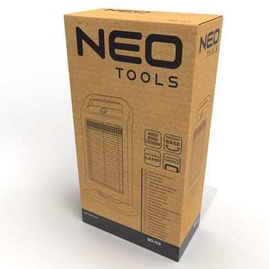 Neo Tools Обігрівач інфрачервоний, 1200Вт, галогенний нагрів. елемент, чорний 90-113 фото