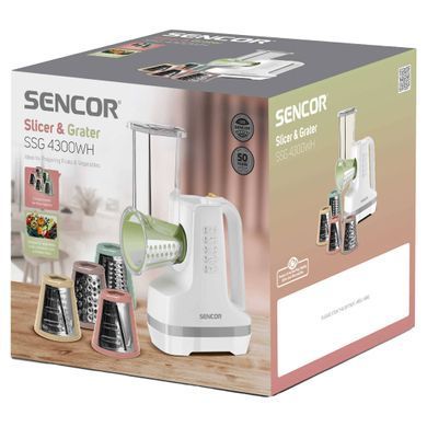 Sencor Мультирезка стационарная, 150Вт, 5 насадок, слайсер, белый SSG4300WH фото