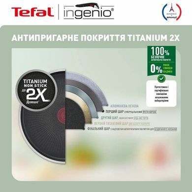 Tefal Набір посуду Ingenio XL Intense, змінна ручка, 3предмети, алюміній, бакеліт, коричневий L1509273 фото