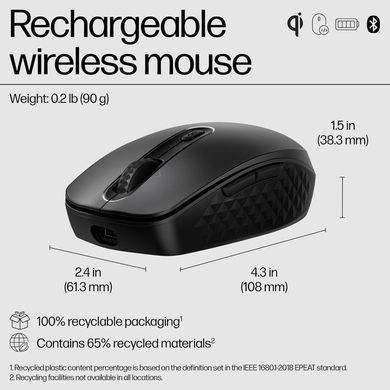 HP Миша 690 Rechargeable, BT, чорний 7M1D4AA фото