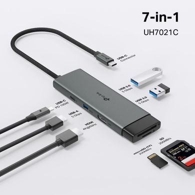 TP-Link Хаб USB UH7021C USB-C > 3xUSB3.0/1xHDMI/1xSD/1xmicroSD/1xPD 100Wh UH7021C фото