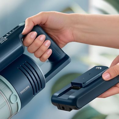 Philips Пылесос беспроводный Flex Series 5000, влажная уборка, конт пыль -0.27л, автон. раб. до 60мин, PowerCyclone 10, серо-зеленый XC5244/10 фото