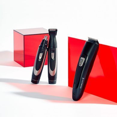 Remington Набор триммеров WORKS для бороды, усов, носа, ушей, сеть+1хАА, чехол, расческа, сталь, черный MB_905 фото