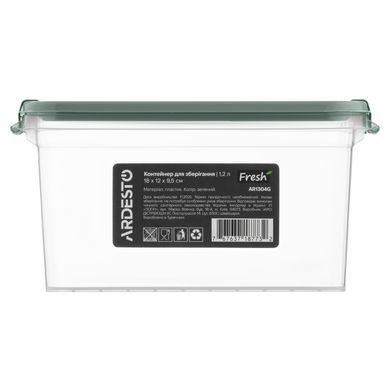 ARDESTO Контейнер для зберігання харчових продуктів ARDESTO Fresh 1.2л, пластик, прямокутна, зелений AR1304G фото