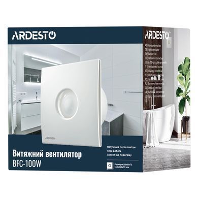 ARDESTO Витяжний вентилятор BFC-100W 15 Вт, 70 м3/г, 2400 об./хв., 30 дБ, білий