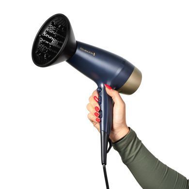 Remington Фен Sapphire Luxe , 2200Вт, 3 режими, дифузор, іоніз-я, хол. обдув, сапфіровий D5805 фото