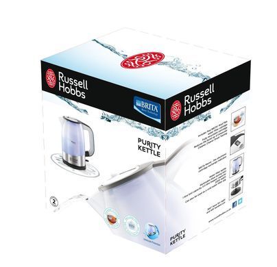 Электрочайник Russell Hobbs Purity, 1л, стекло , с фильтром Brita, серебристо-черный 22850-70 фото