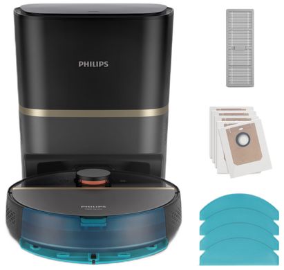 Philips Робот-пилосос Series 7000 , h=35см, вологе прибирання, конт пил -0.26л, вода -0.24л, автон. робота до 180хв, НЕРА 11, чорний XU7100/01 фото