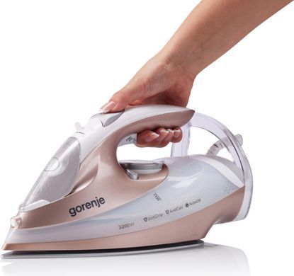 Gorenje Iron Gorenje, 3200W, 420ml, steam boost -250g, vert. Steaming, auto shutdown, ceramic soleplate, bronze-white SIH3200WR фото
