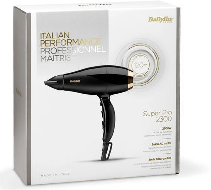 BaByliss Фен, 2300Вт, 3 режими, іонізація, хол. обдув, чорний 6714E фото