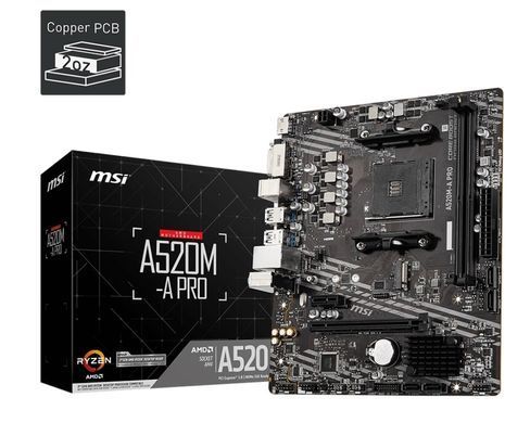 MSI Материнcкая плата A520M-A PRO sAM4 A520 2xDDR4 M.2 HDMI DVI mATX 911-7C96-044 фото