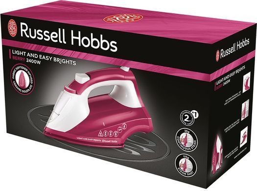 Russell Hobbs Праска Light&Easy Brights Berry, 2600Вт, 240мл, паровий удар -115гр, постійна пара - 35гр, керам. підошва, малиновий 26480-56 фото